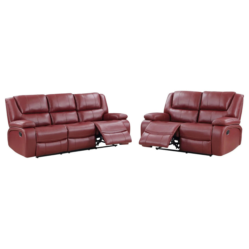 Camila 2-piece Upholstered Reclining Sofa Set Red by Unique Piece Furniture