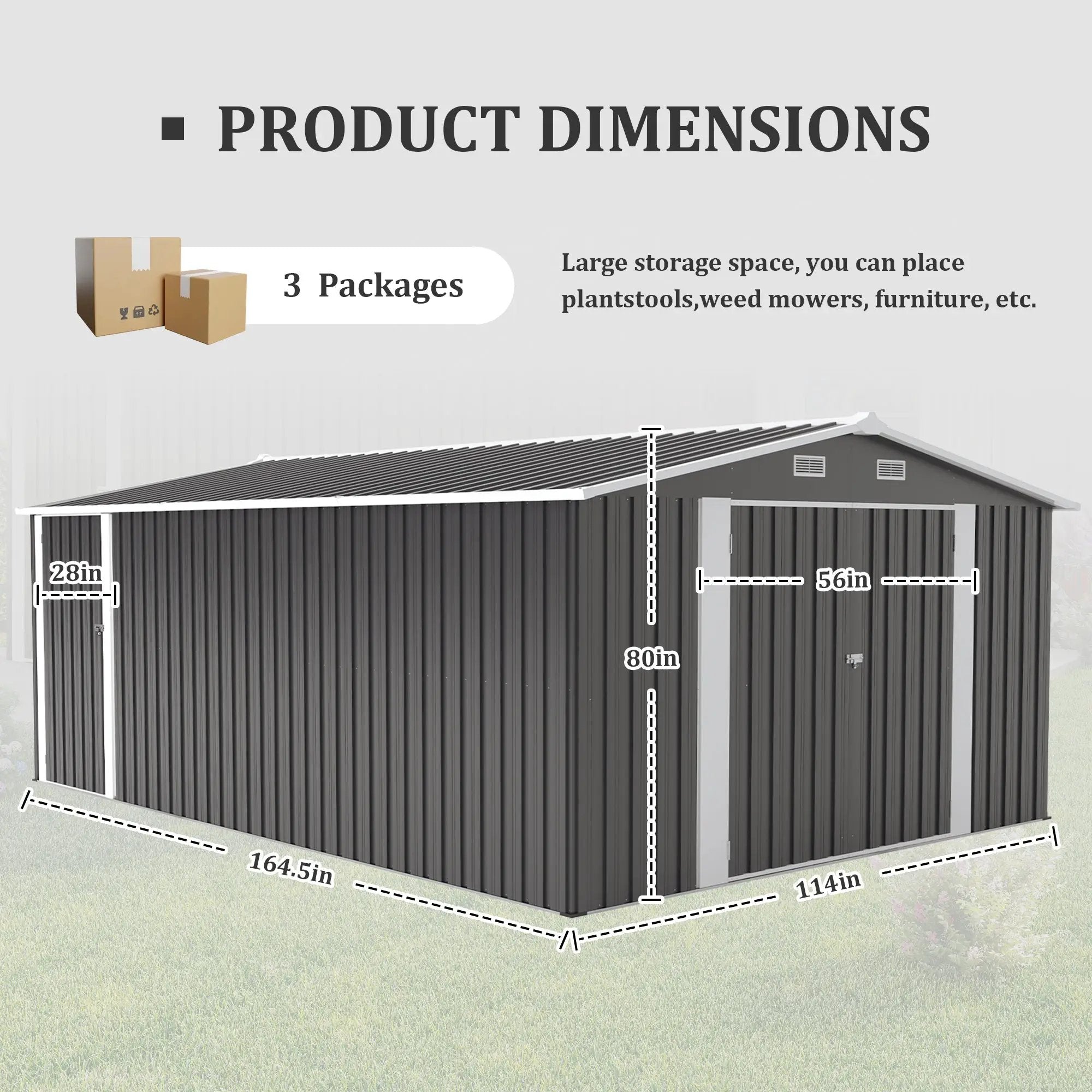 Campcraft Outdoor Storage Shed 10x14 FT with 3 Lockable Doors by HouseOfZazla