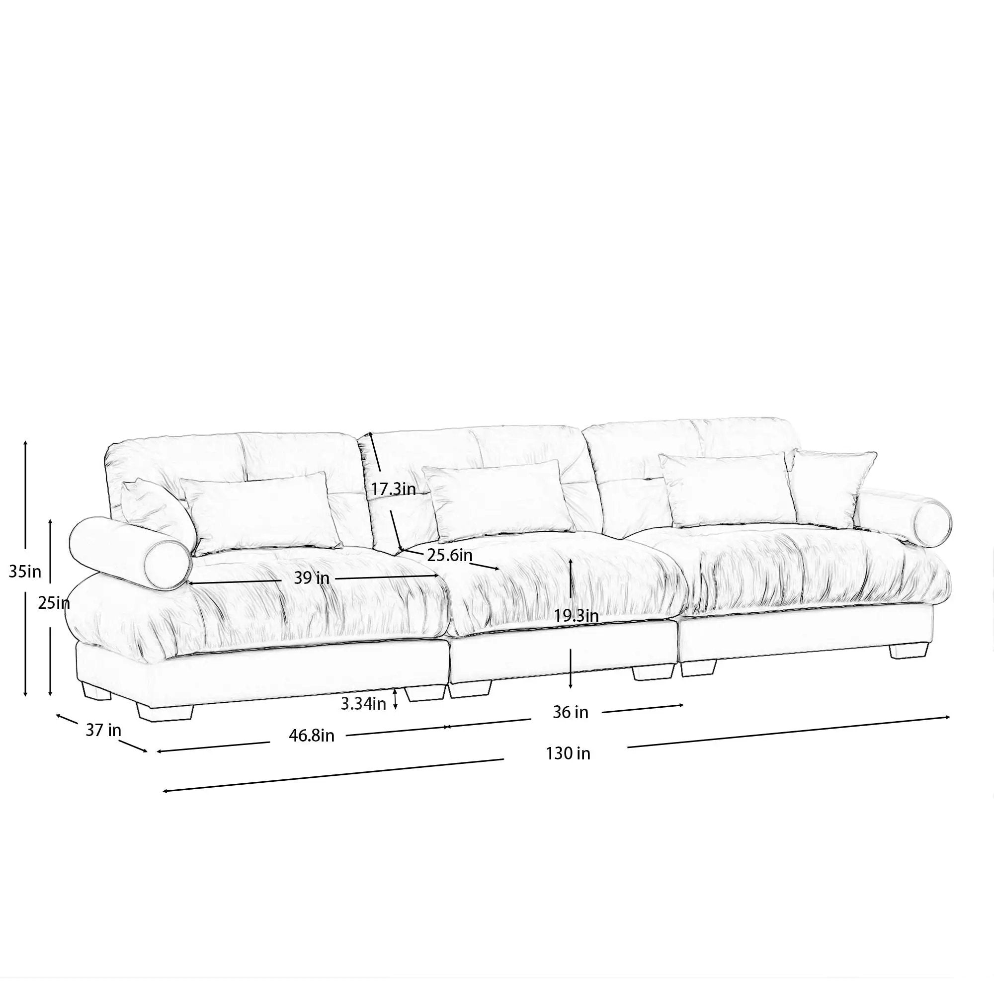 Modern Oversize Sofa With Cloud Like Comfort, Featuring Waist And Throw Pillows by HouseOfZazla