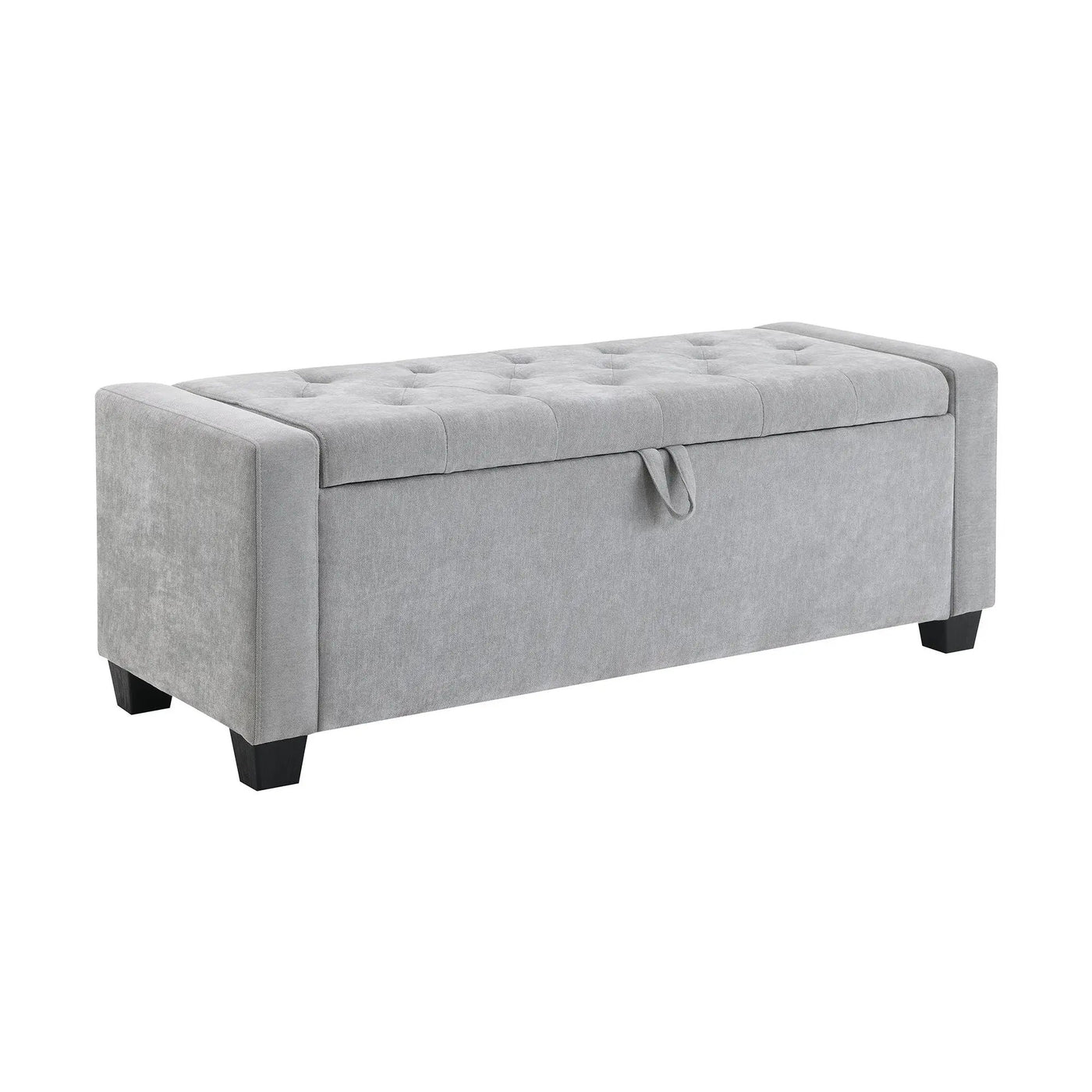 Upholstered Storage Ottoman Bench With Button Tufting And Safety Hinge by HouseOfZazla