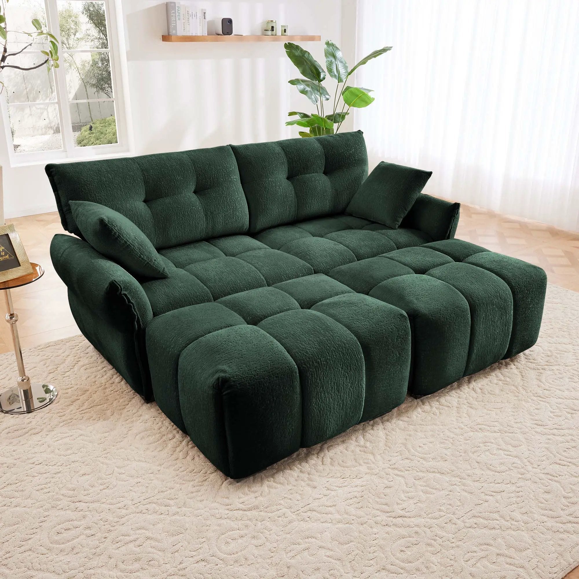 Sofa Set With Ottoman And Pillows, Textured, High Resilience Cushions by HouseOfZazla