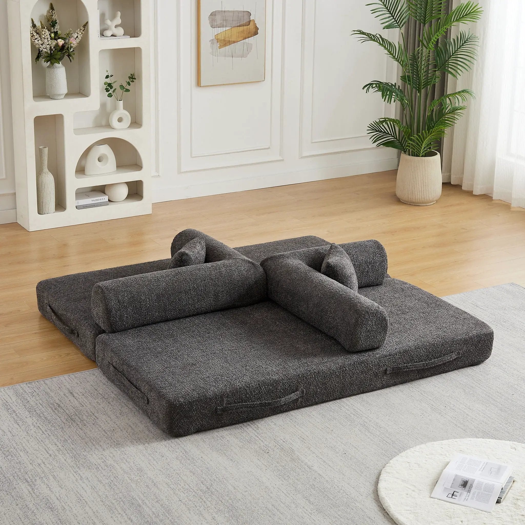 Convertible Sleeper Sofa Bed With Cylindrical Pillow by HouseOfZazla