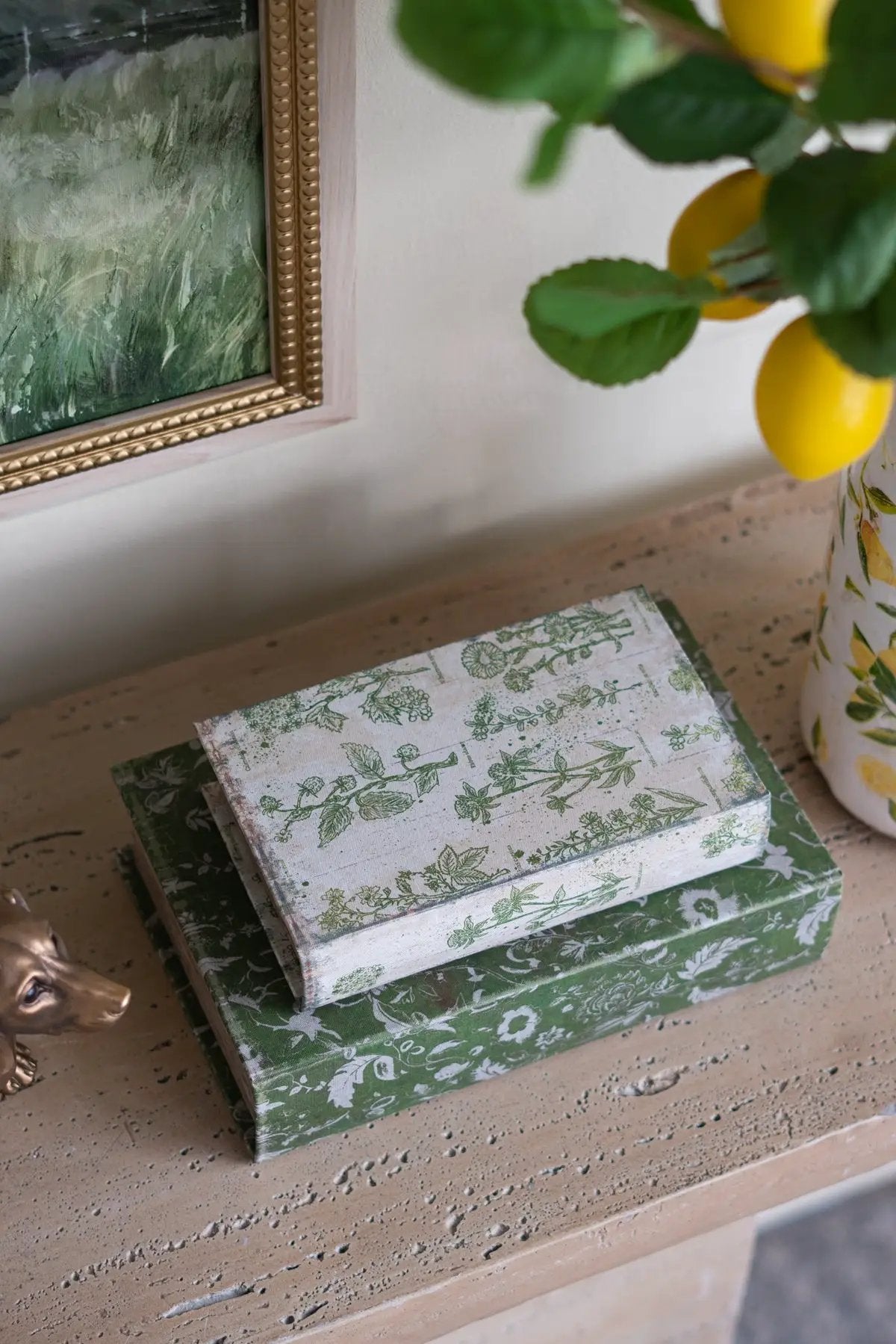 S/2 Decorative Book Boxes with Rustic Floral Patterns by HouseOfZazla