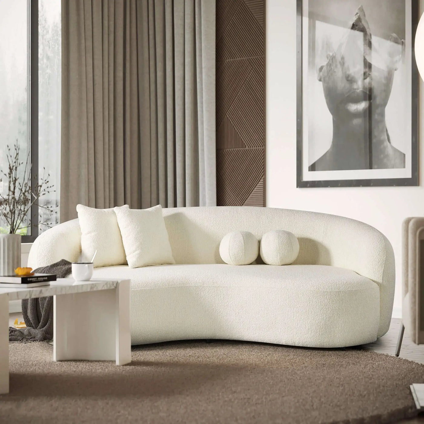 Drake - Japandi Style Curvy Boucle Sofa by Unique Piece Furniture