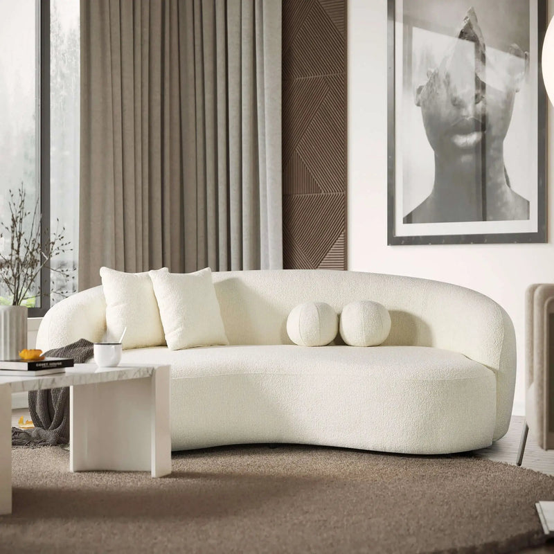 Drake - Japandi Style Curvy Boucle Sofa by HouseOfZazla