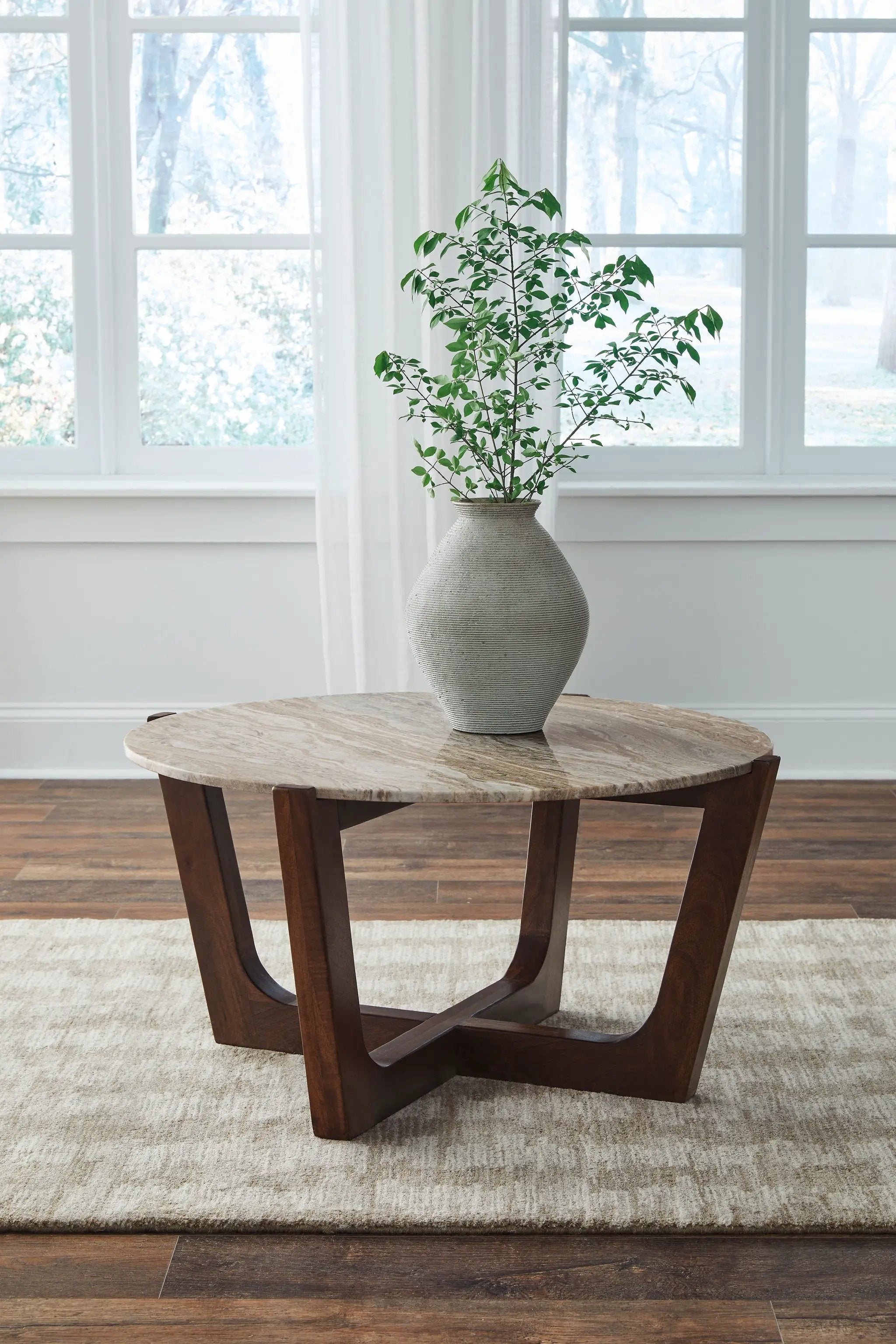 Tanidore - Round Cocktail Table - Warm Brown by Unique Piece Furniture