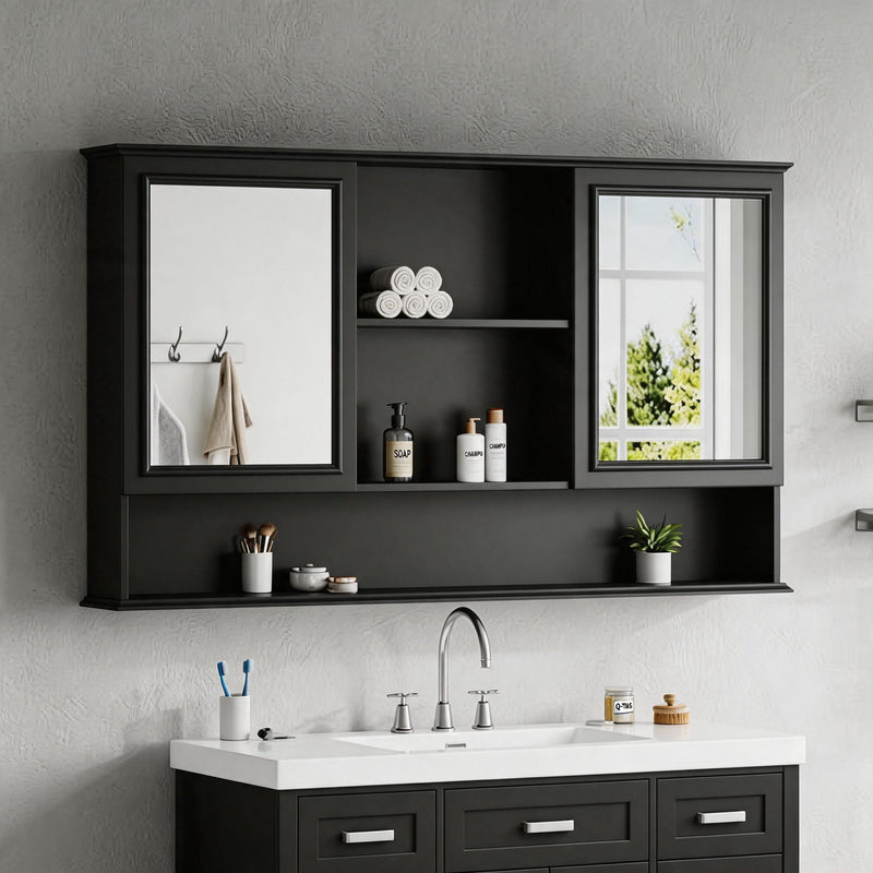 Wall Mounted Bathroom Medicine Cabinet With Double Mirrored Doors by HouseOfZazla