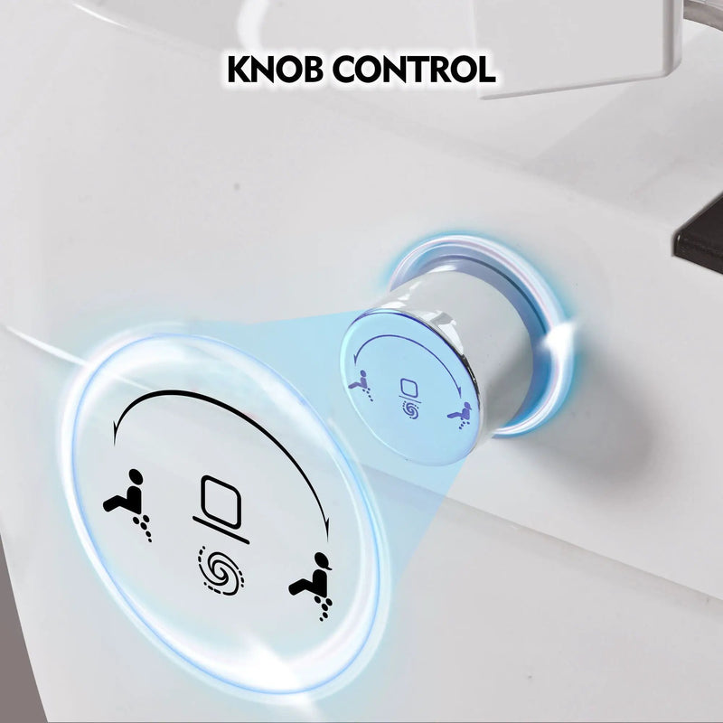 Smart Toilet Bidet Combo With Self-Cleaning Nozzle, Upmarket Compact Dual Flush Toilet 1 / 1.28 Gpf, Tank Less Toilet With Foot Sensor Flush - White Night Light by HouseOfZazla