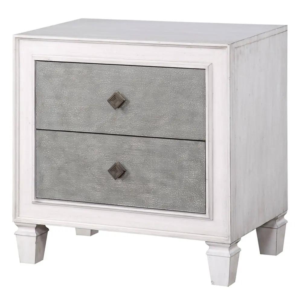Katia - Nightstand - Rustic Gray & Weathered White by Unique Piece Furniture