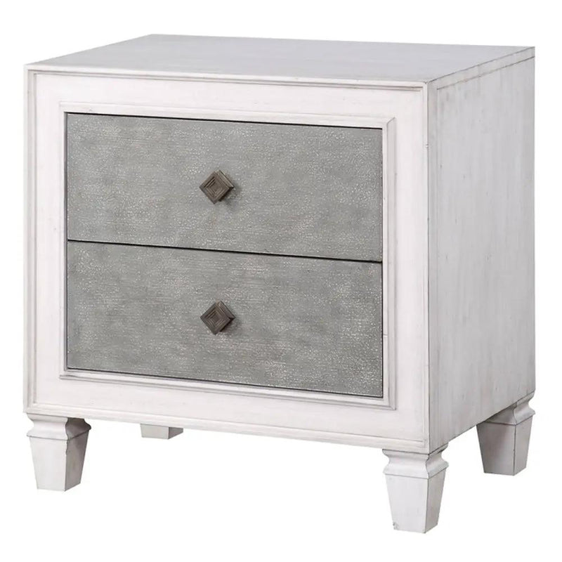Katia - Nightstand - Rustic Gray & Weathered White by Unique Piece Furniture