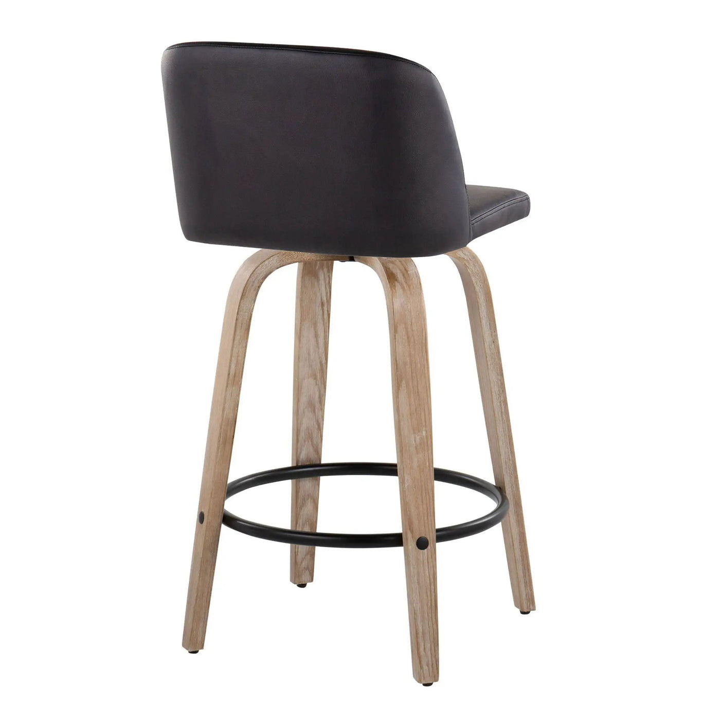 Toriano - Contemporary Fixed-Height Counter Stool & Swivel With Round Footrest (Set of 2) by HouseOfZazla