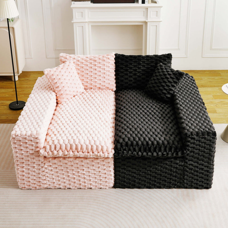 Multifunctional Sofa Pink Black, Fits 4 People by HouseOfZazla