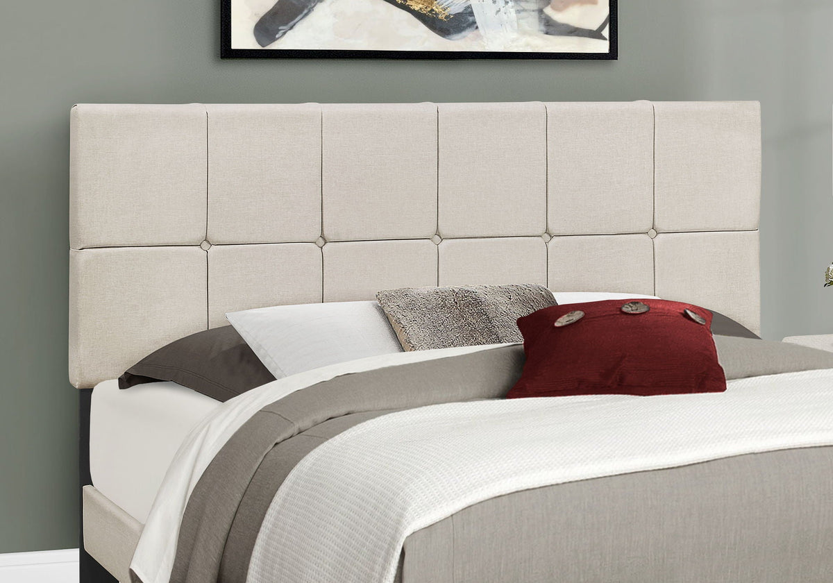 Queen Size Upholstered Bed - Transitional Beige, photo 2 of 4