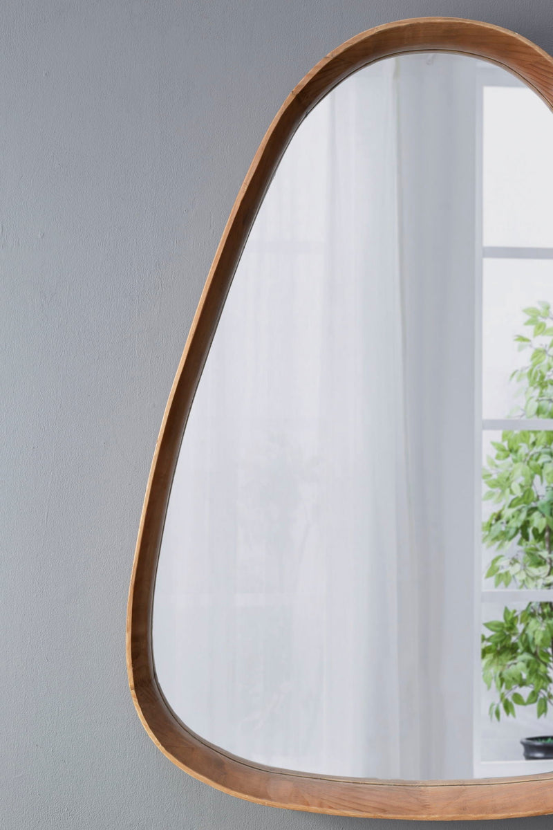 Irrgeular Mirror With Frame, Wall Mirror For Living Room Bathroom Entryway - Brown by HouseOfZazla