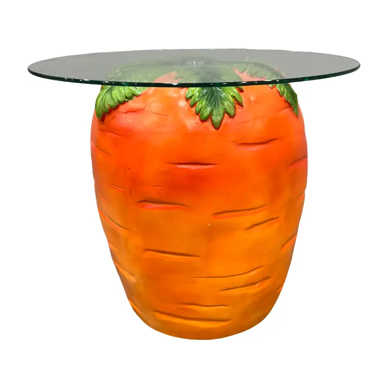Carrot Shaped Side Table with Glass Top by HouseOfZazla