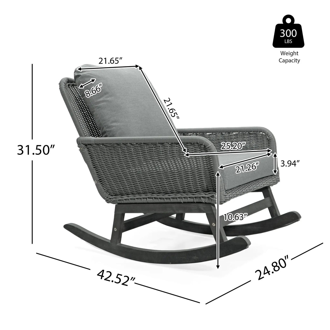 Contemporary Minimalist Wicker Rocking Chair With Soft Cushions And Durable Wooden Frame by HouseOfZazla