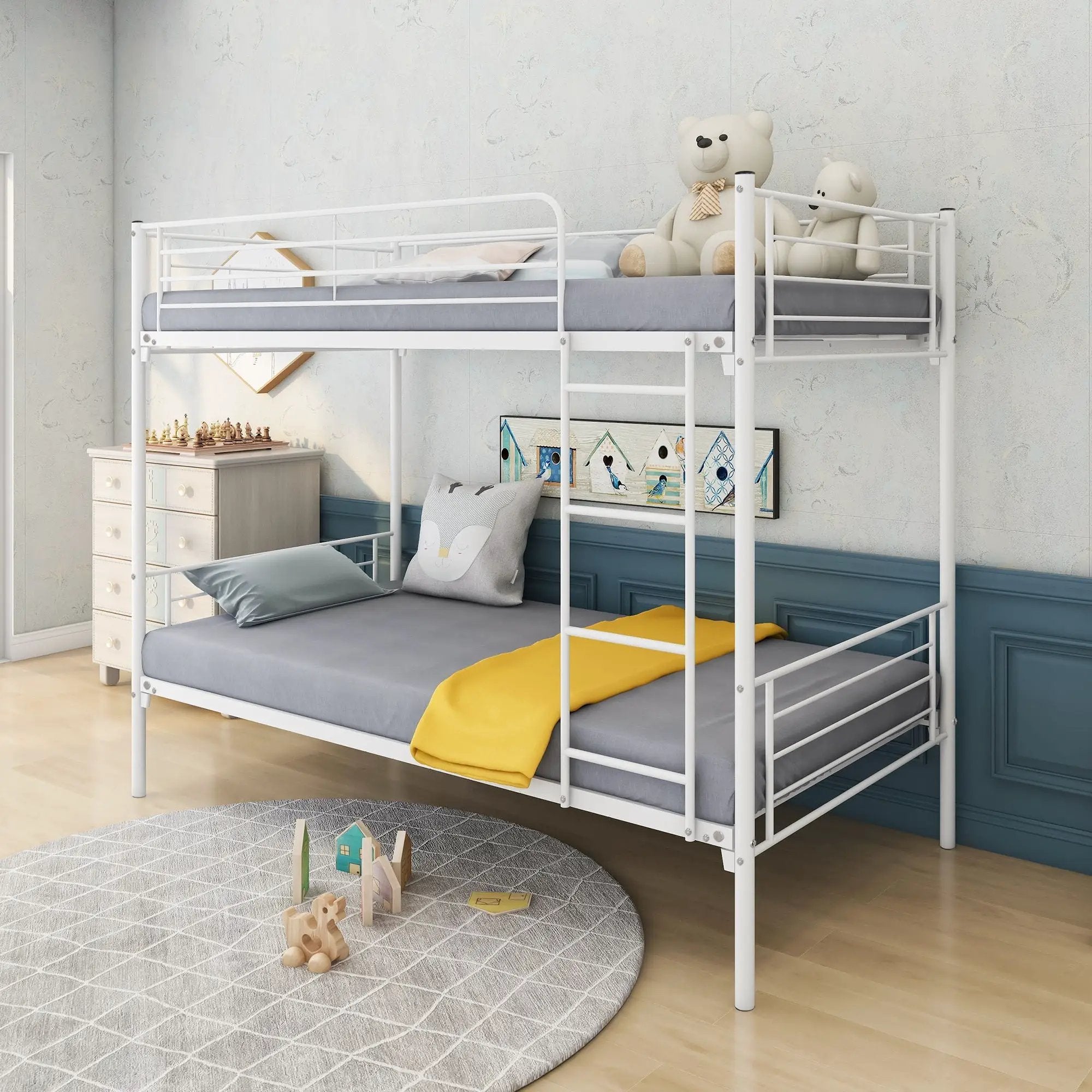Space Saving Bunk Bed With Metal Frame And Ladder by Unique Piece Furniture