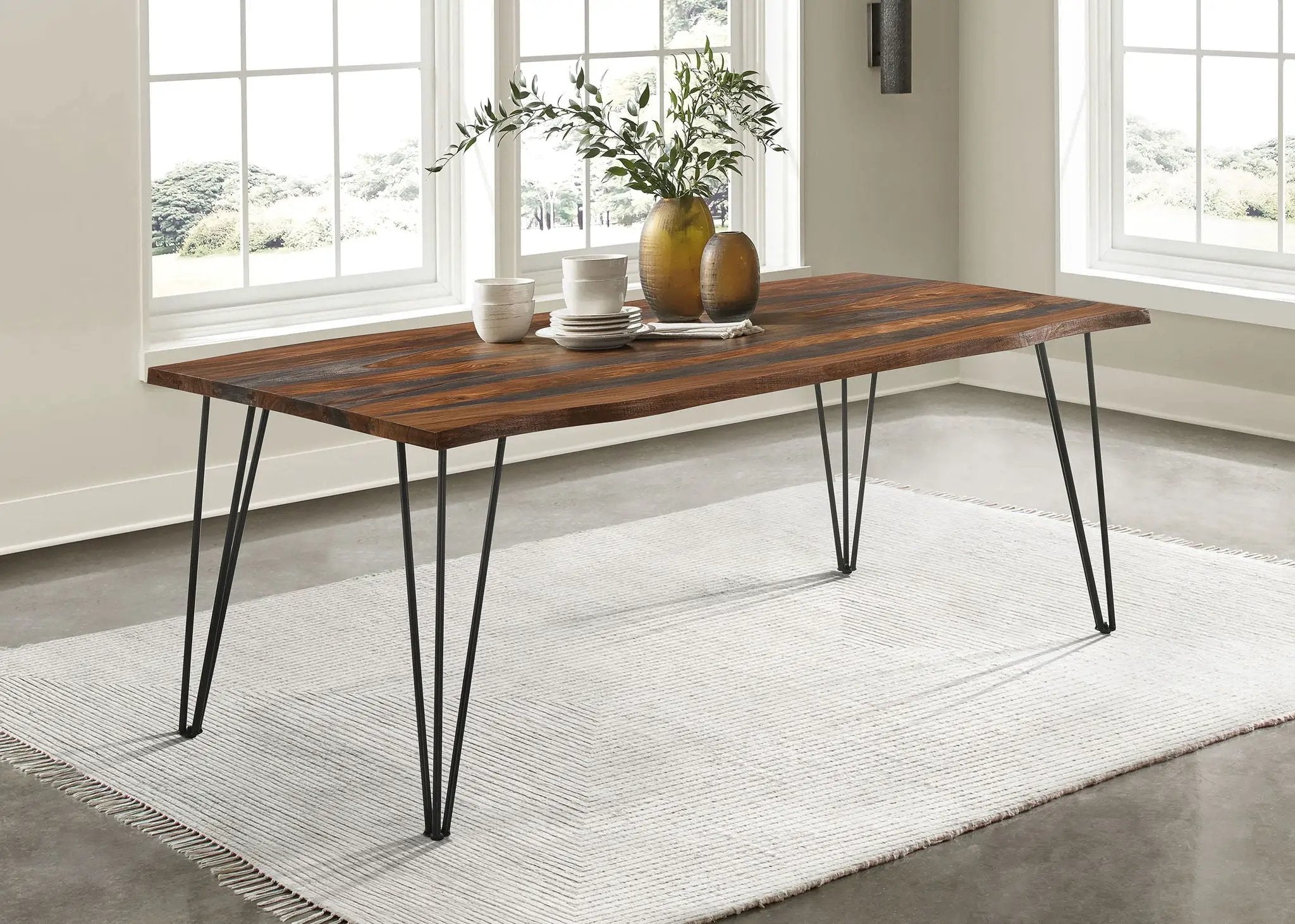 Neve 80-inch Live Edge Dining Table Grey Sheesham by Unique Piece Furniture