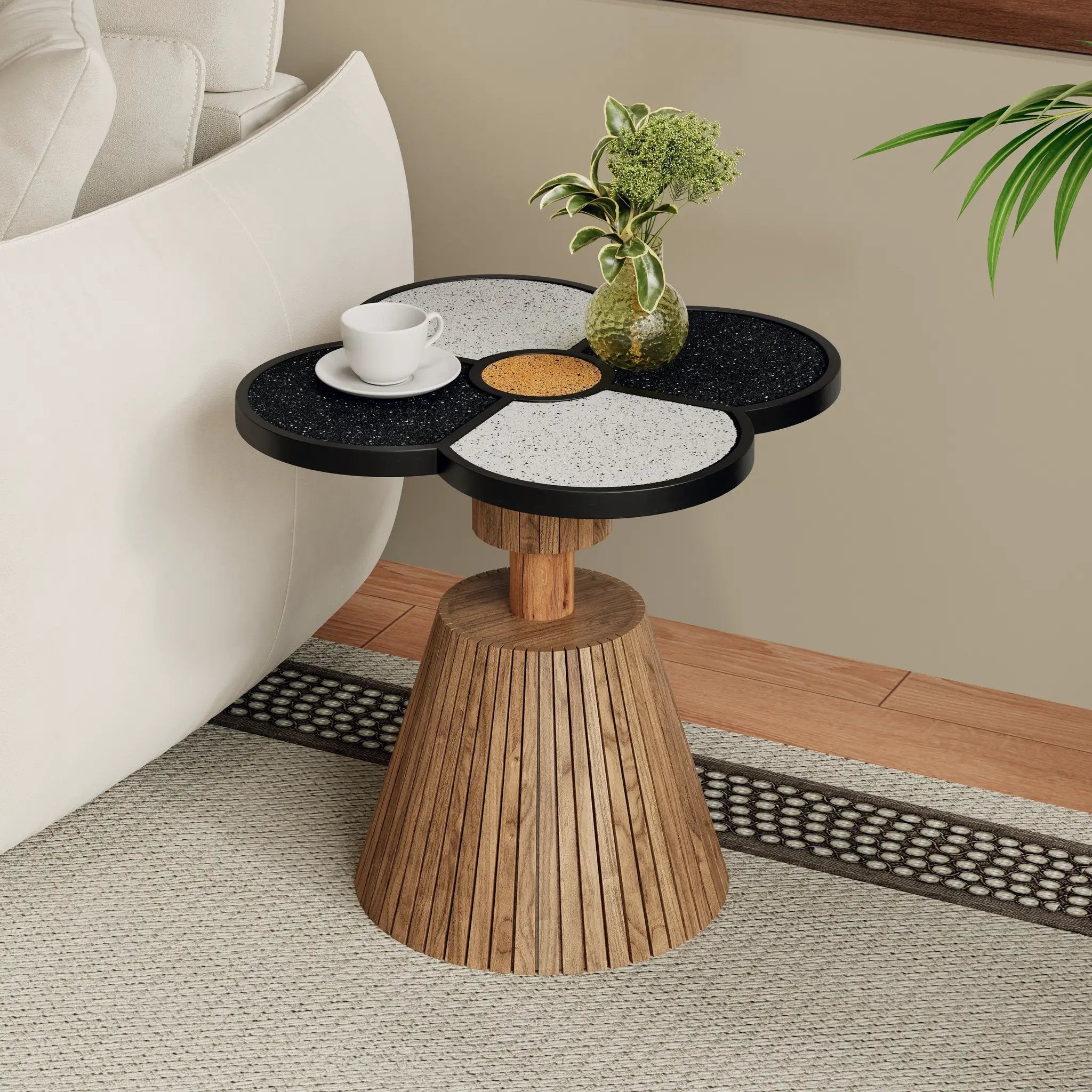 Unique Four-Leaf Clover Side Table for Living Room, Bedroom & Small Spaces by HouseOfZazla