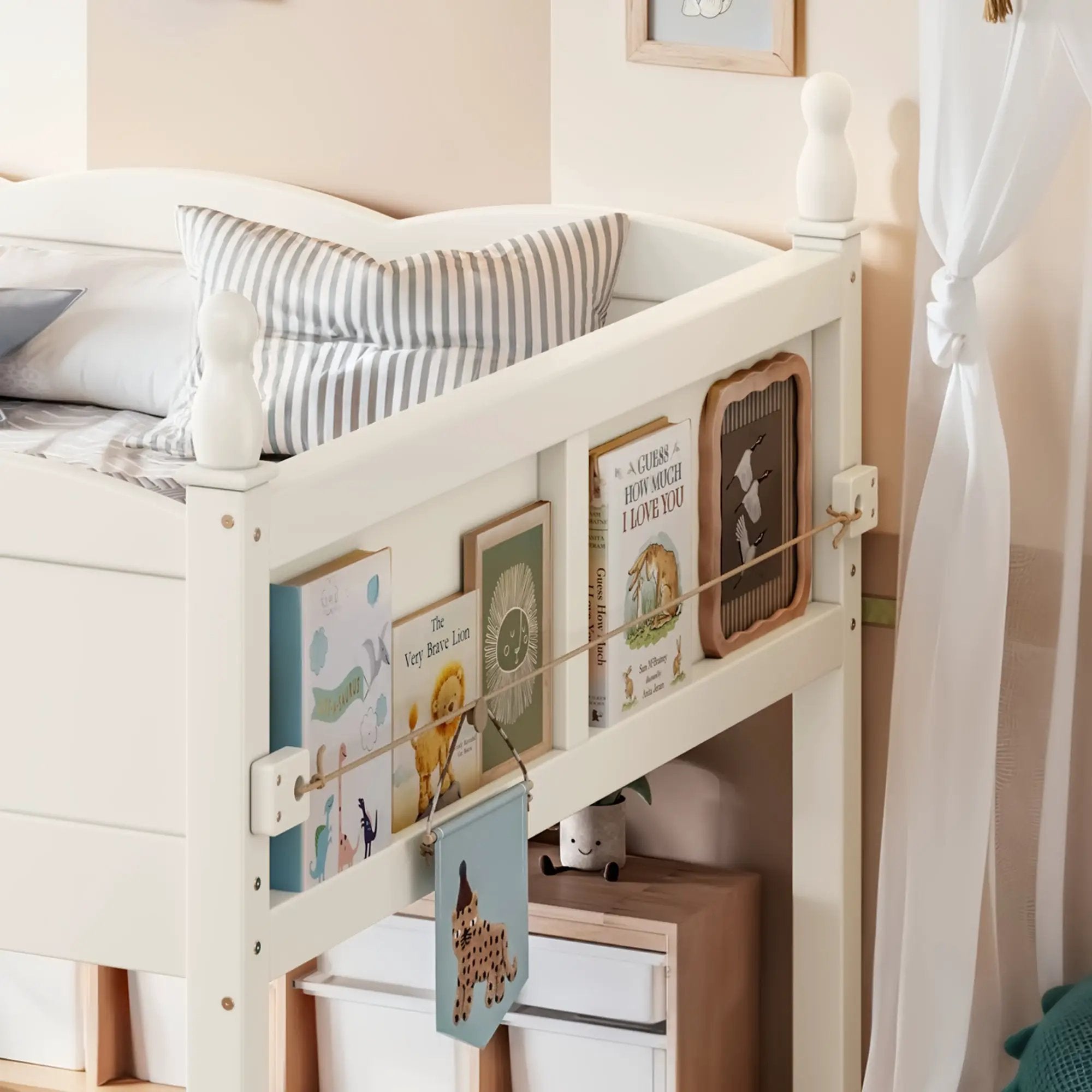 Full Size Low Loft Bed with Full-Length Guardrails by HouseOfZazla
