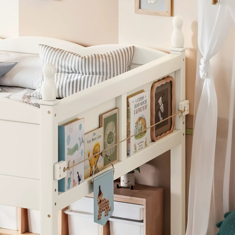 Full Size Low Loft Bed with Full-Length Guardrails by HouseOfZazla