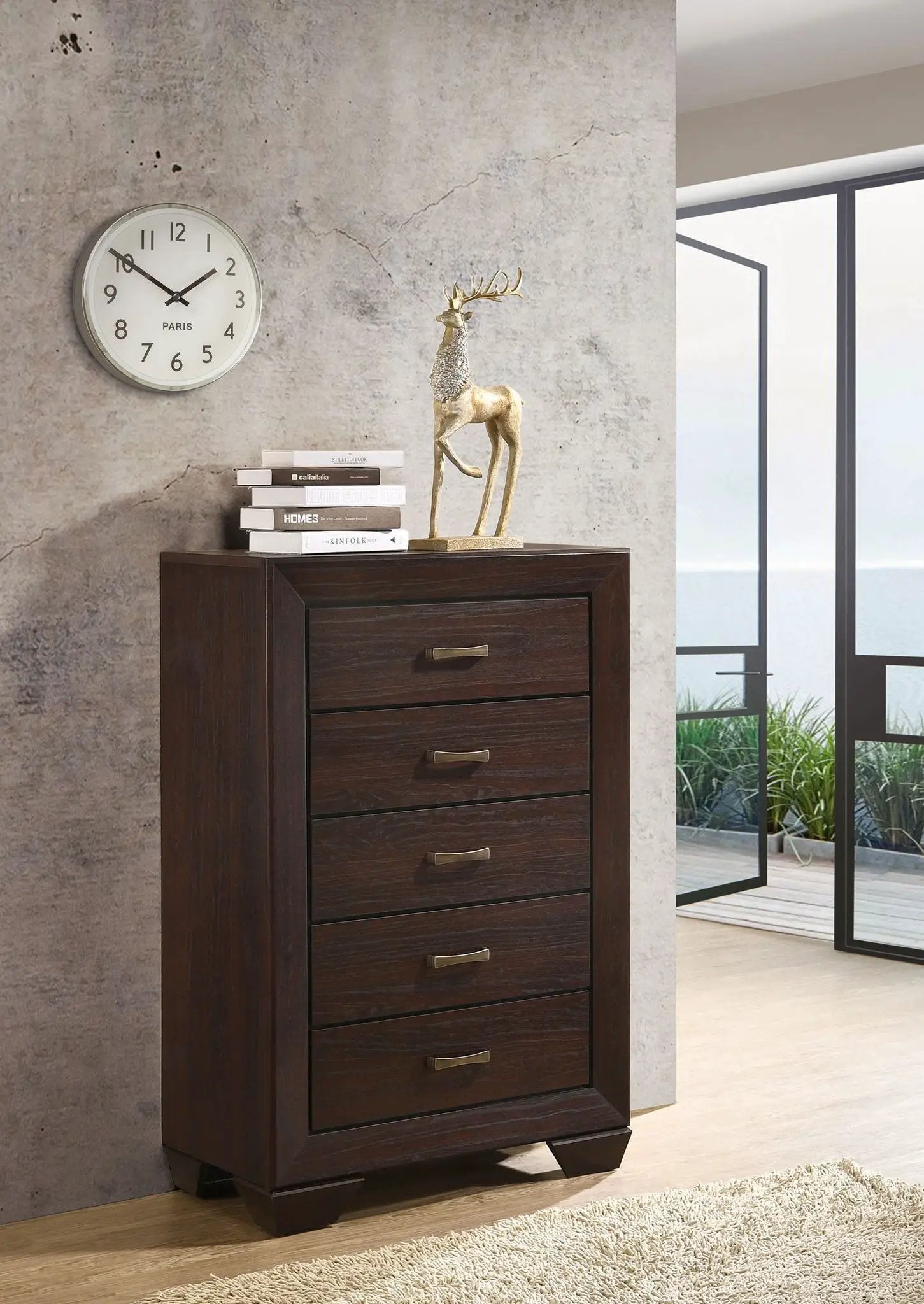 Kauffman 5-drawer Bedroom Chest Dark Cocoa by Unique Piece Furniture