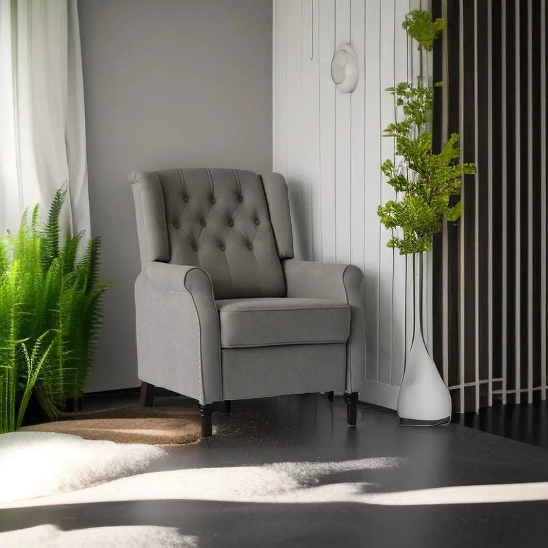 Brand New Recliner Sofa Cozy Soft Living Room Sofa Chair - Light Gray by Unique Piece Furniture