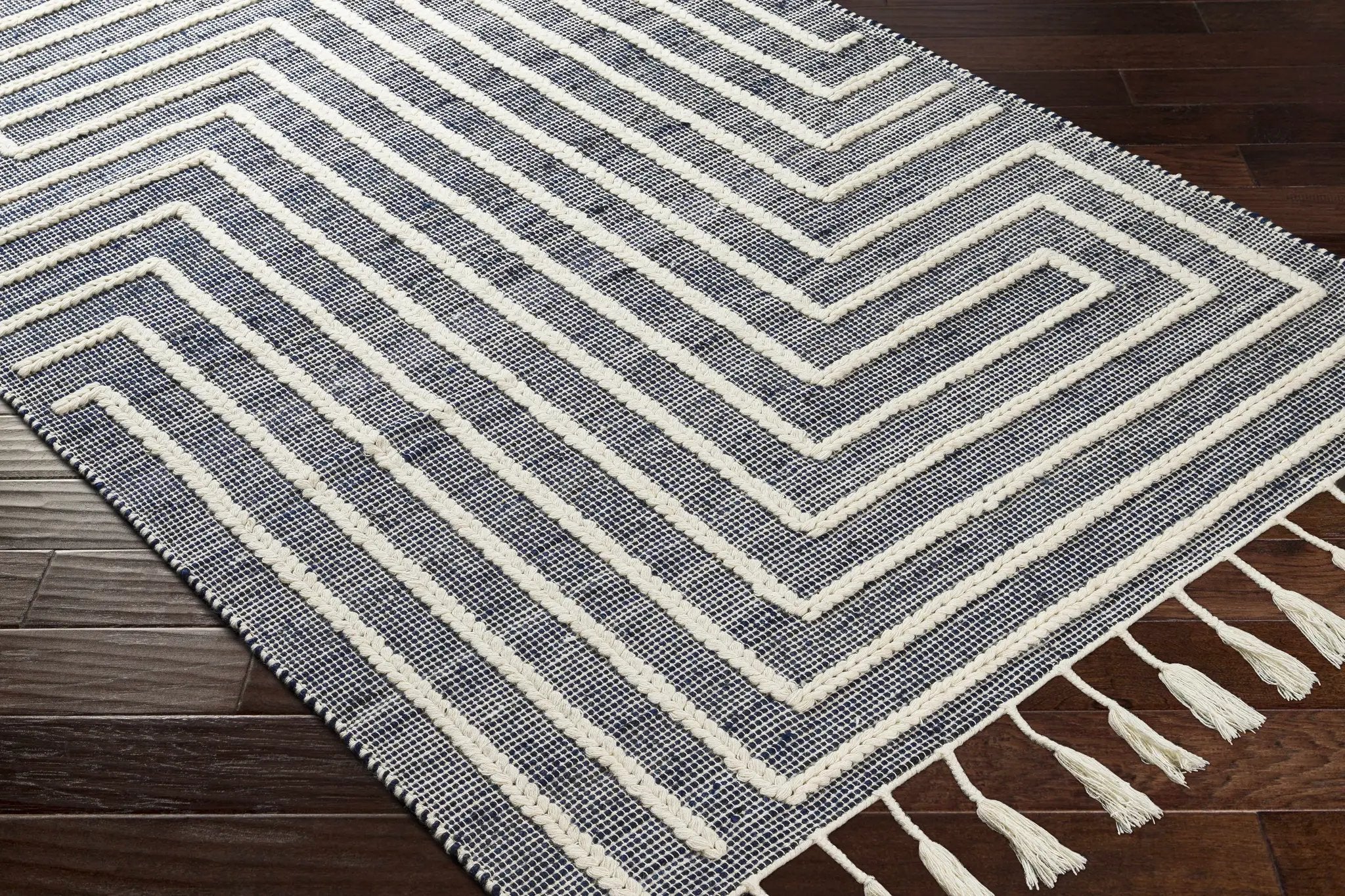 Aditya Tasseled Jute&Wool Carpet - Clearance by Boutique Rugs