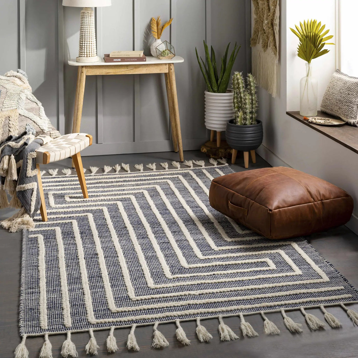 Aditya Tasseled Jute&Wool Carpet - Clearance by Boutique Rugs