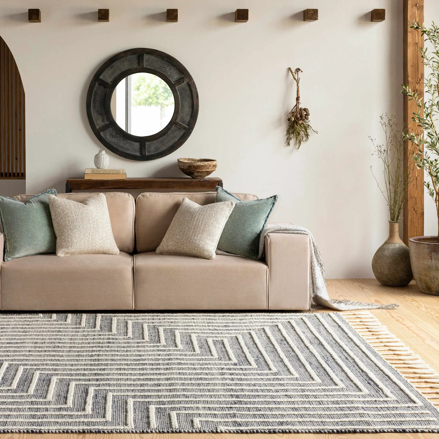 Aditya Tasseled Jute&Wool Carpet - Clearance by Boutique Rugs