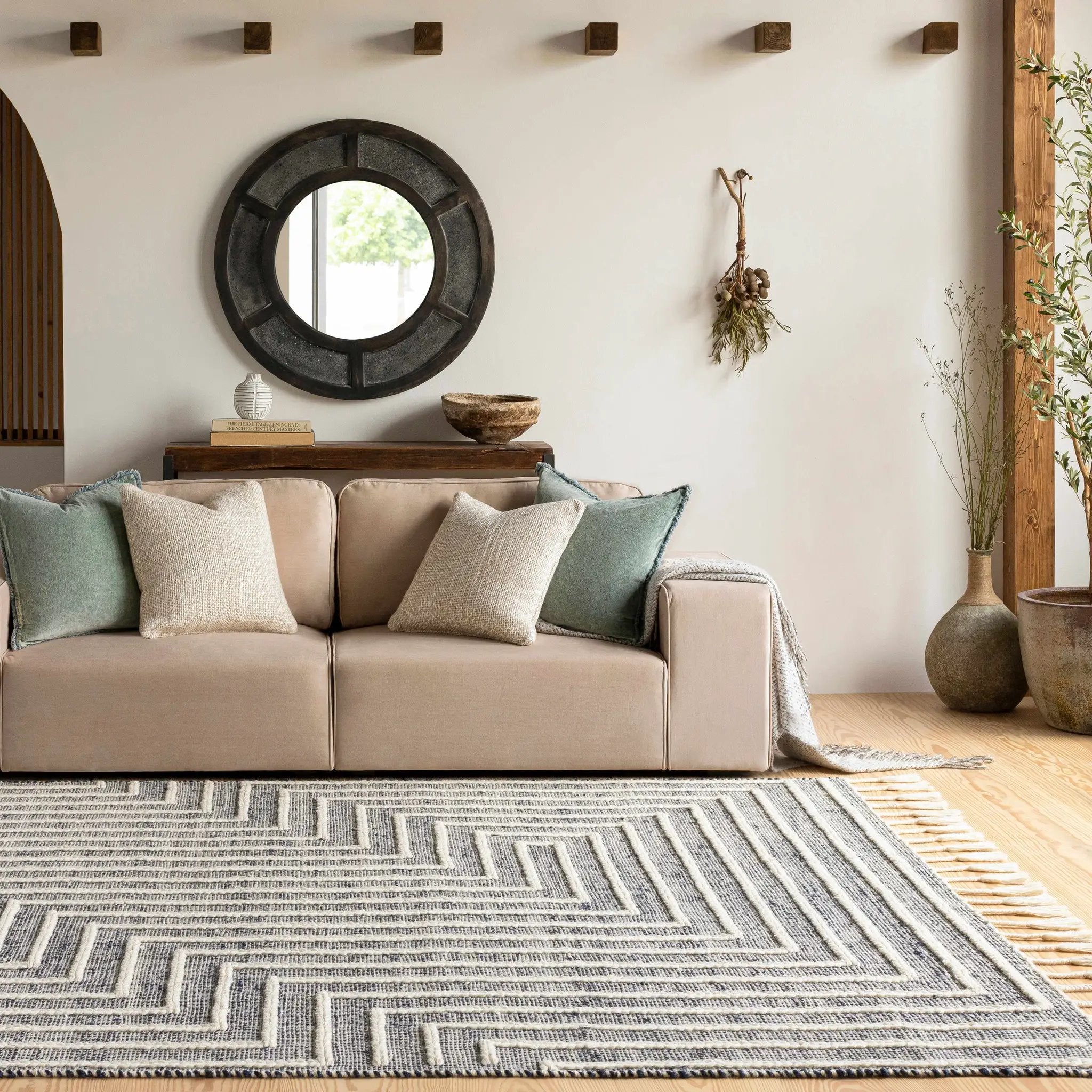 Aditya Tasseled Jute&Wool Carpet - Clearance by Boutique Rugs