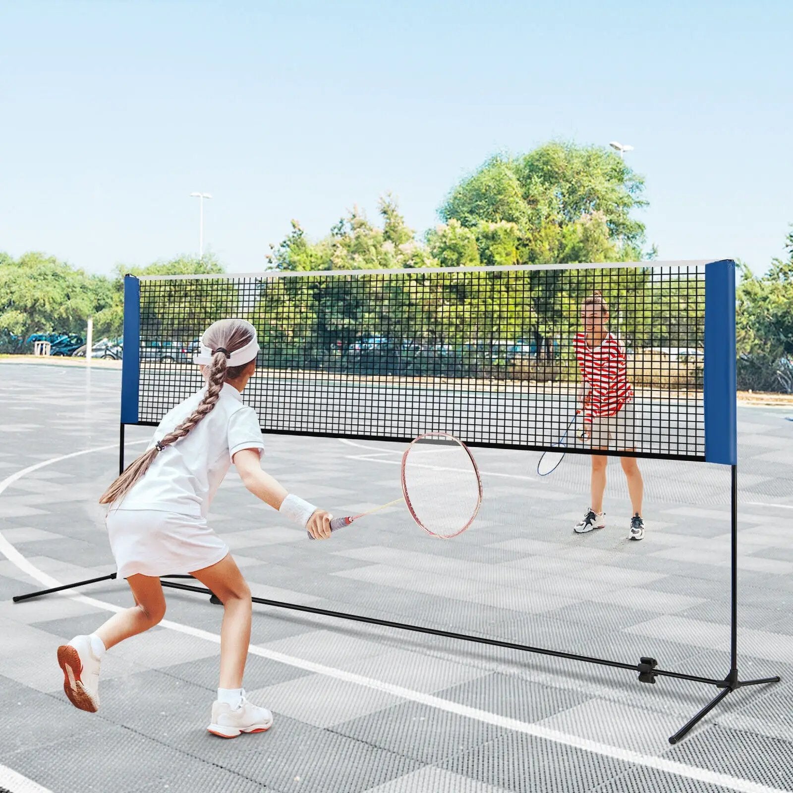 10/14 Feet Adjustable Badminton Net Stand with Portable Carry Bag by DirectDeals