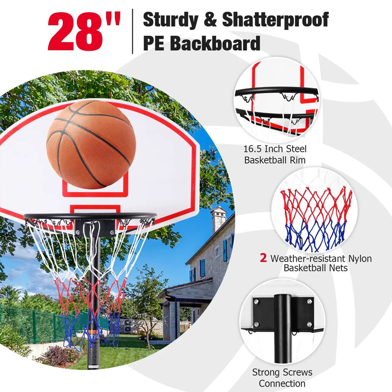 Adjustable Basketball Hoop System Stand with Wheels by DirectDeals