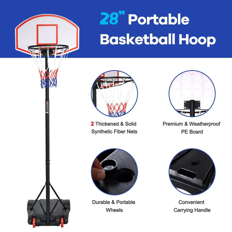 Adjustable Basketball Hoop System Stand with Wheels by DirectDeals