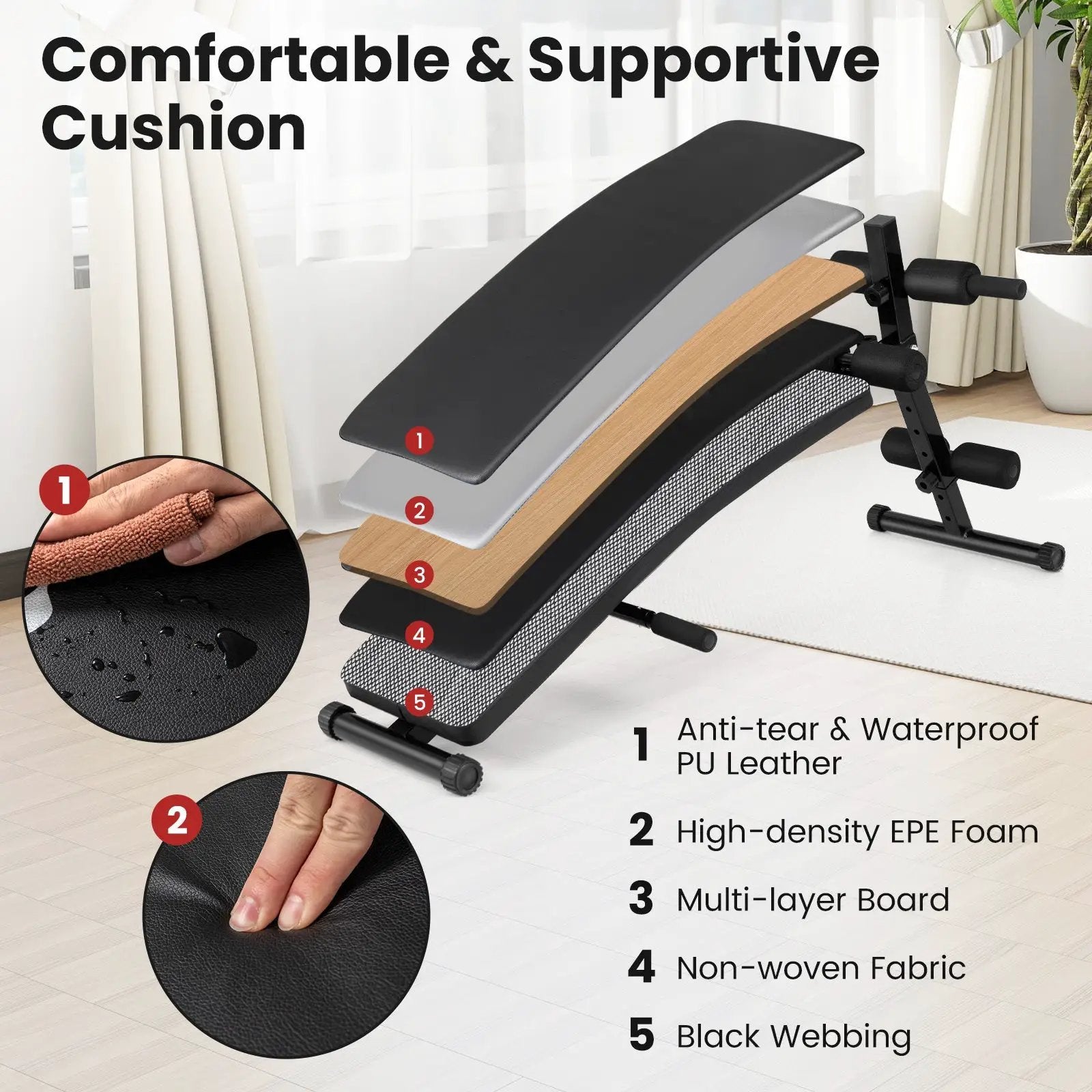 Adjustable Decline Sit Up Bench for Exercise for Home Gym by DirectDeals