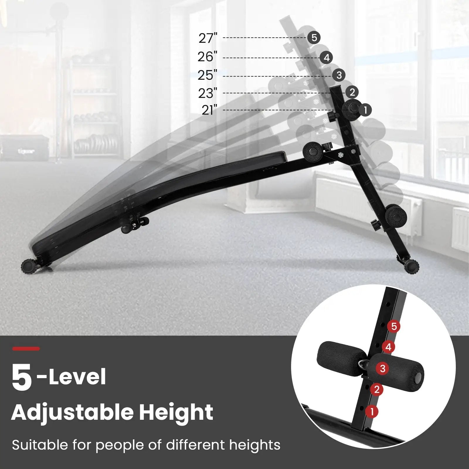 Adjustable Decline Sit Up Bench for Exercise for Home Gym by DirectDeals
