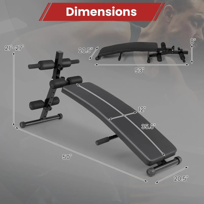 Adjustable Decline Sit Up Bench for Exercise for Home Gym by DirectDeals