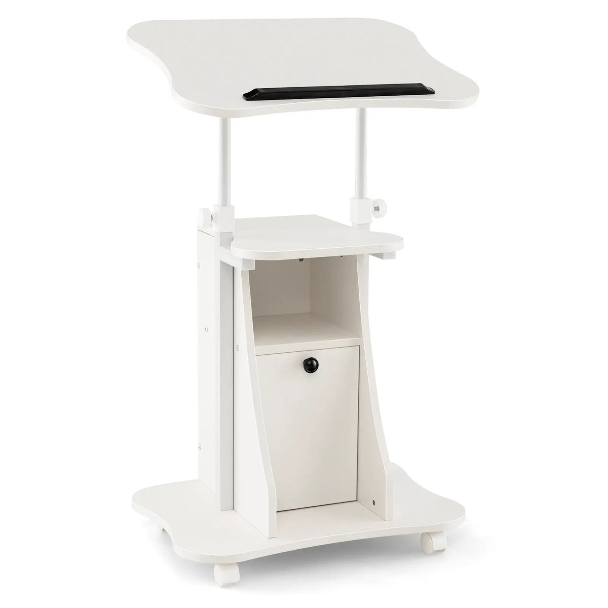 Adjustable Mobile Standing Desk Cart with Tilt Desktop and Cabinet by DirectDeals