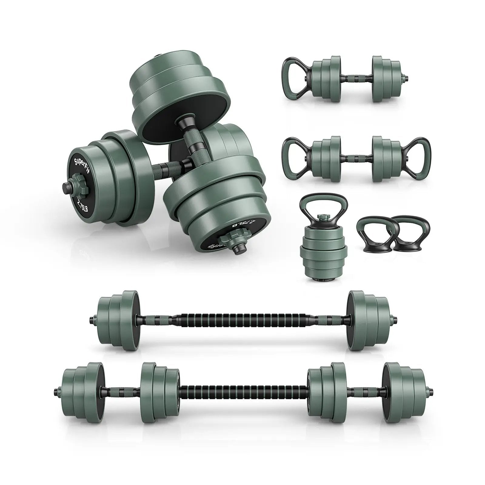 Adjustable Weight Dumbbell Set with Connector-Black & Gray by DirectDeals