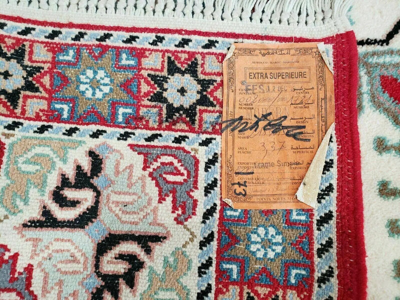 Vintage Moroccan Carpet 5x7 Area Rug, Berber Rug, Handmade Soft Wool Rug, Red Ivory and Blue, Geometric Medallion Rug, Bohemian Rug, Nice by Jewel Rugs