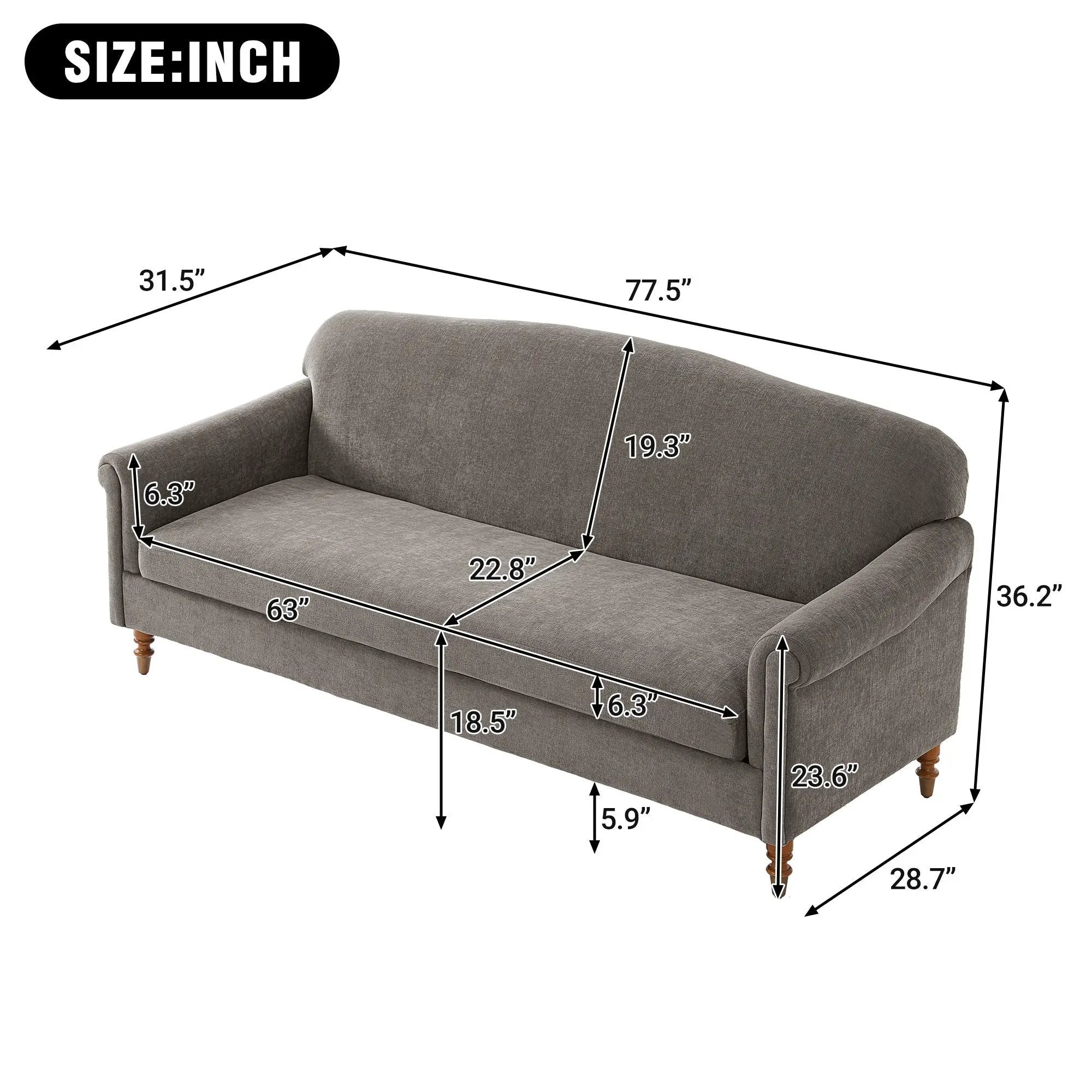 Loveseat Sofa With Rolled Arm For Living Room - Brown by HouseOfZazla