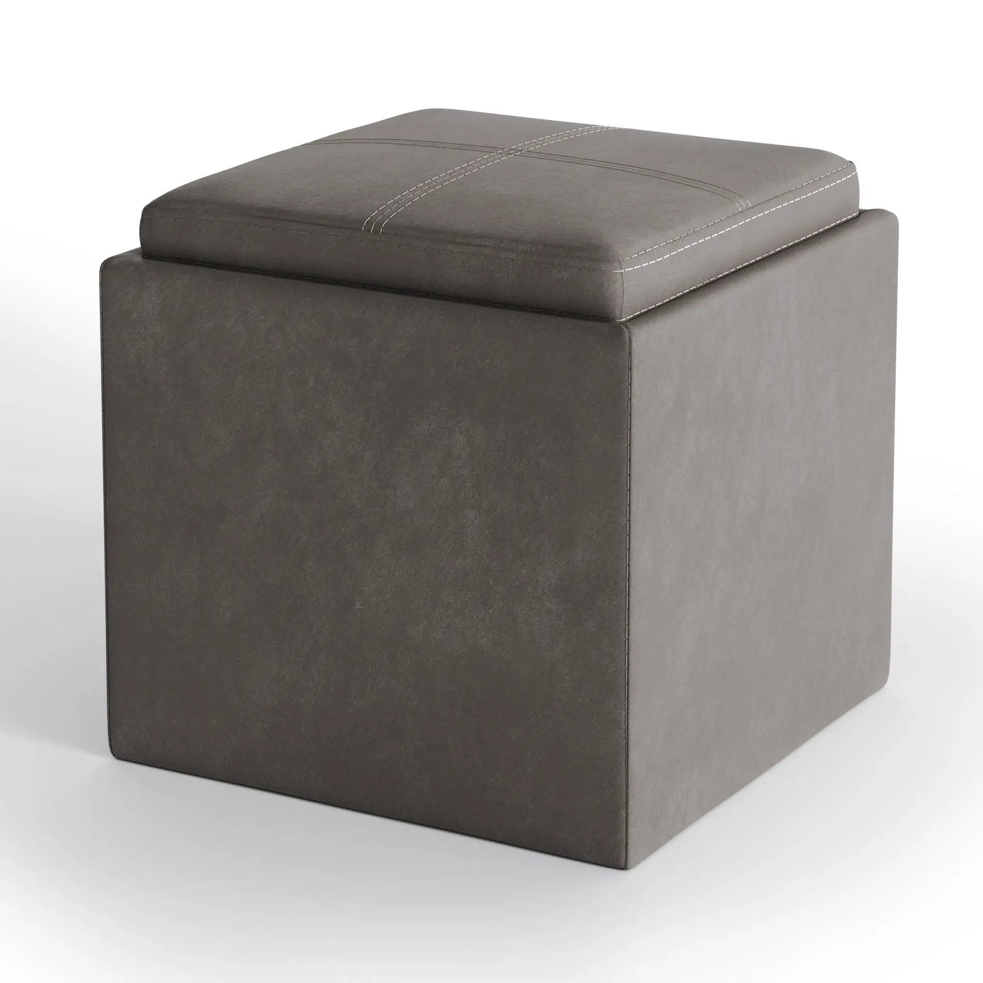 Rockwood - Upholstered Cube Storage Ottoman With Tray by HouseOfZazla
