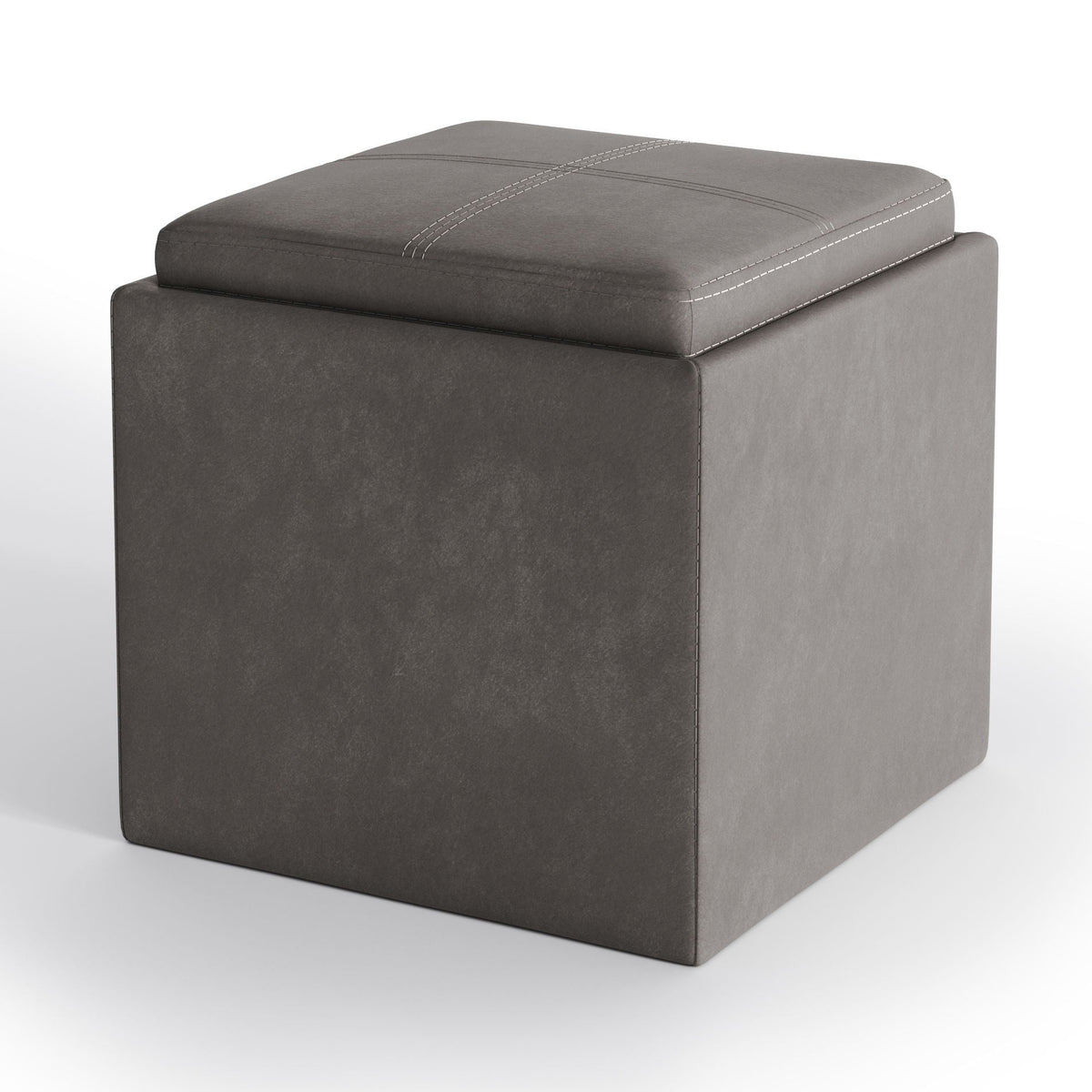 Upholstered Cube Storage Ottoman with Removable Serving Tray - Multiple Colors, photo 6 of 40