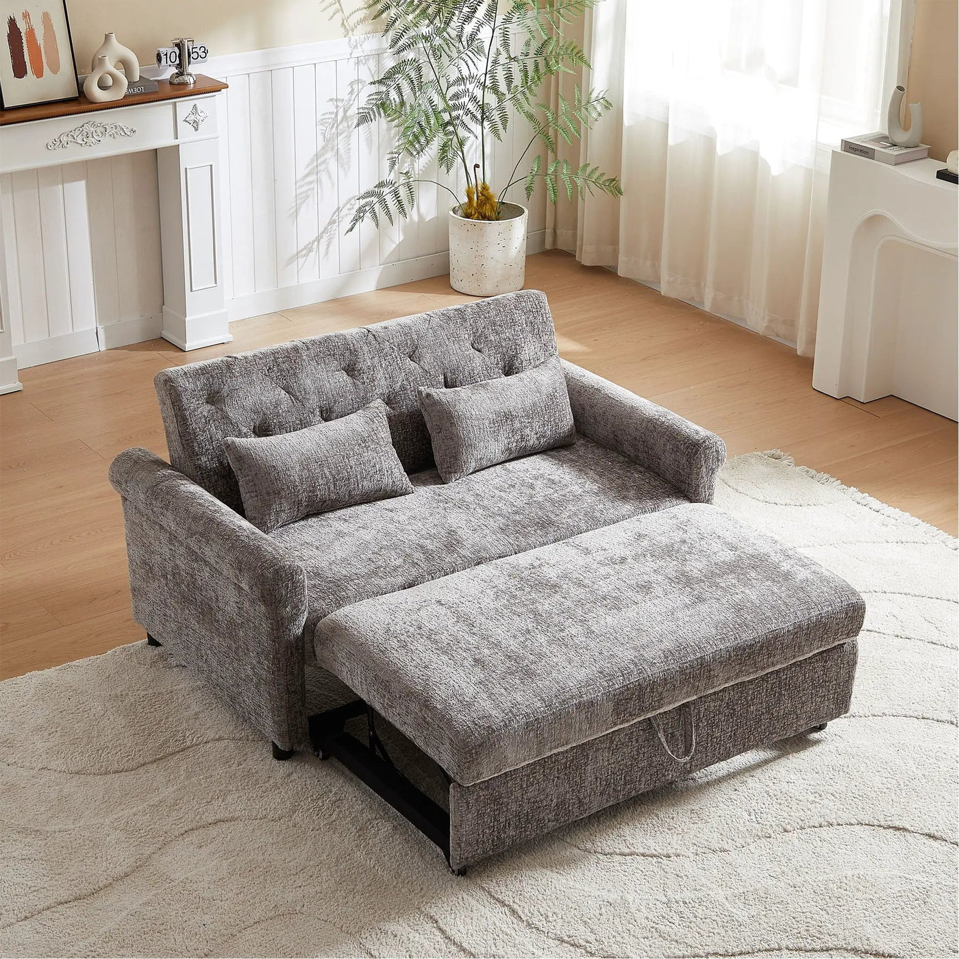 Loveseat Sofa Bed, Pull - Out Couch Sleeper & 2 Pillows by Unique Piece Furniture