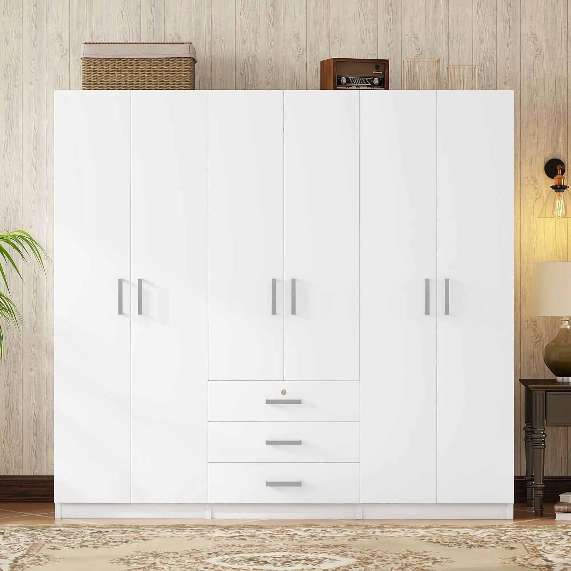 6 Doors Wardrobe Storage For Bedroom, With Big Drawers by HouseOfZazla