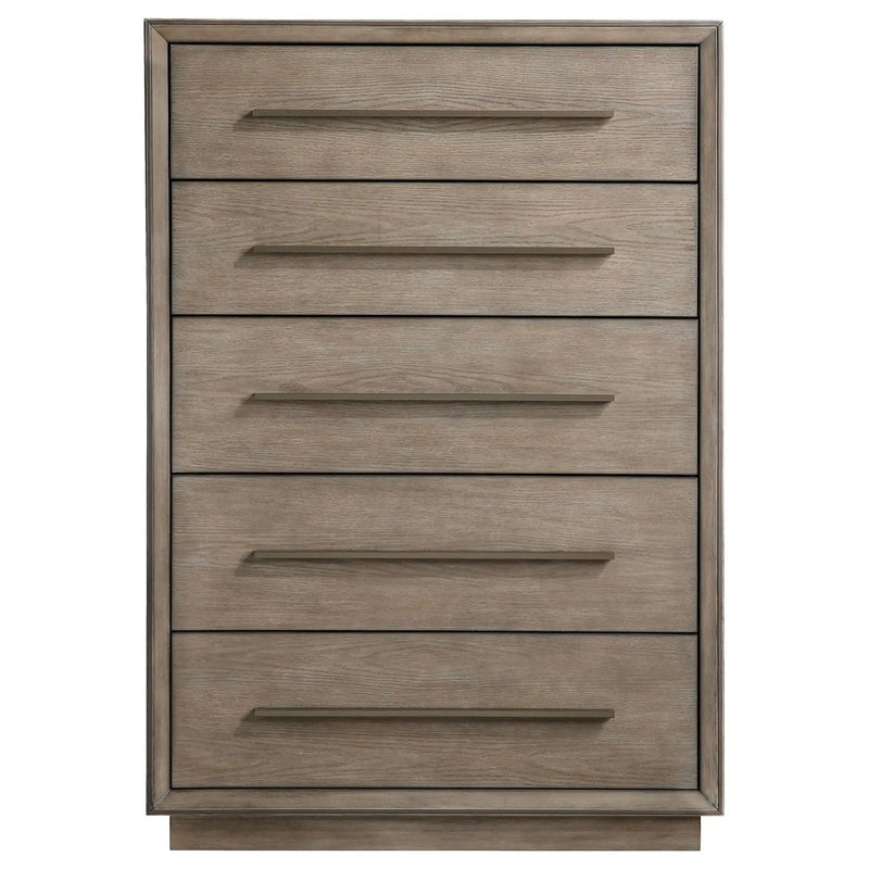 Prescott - 5 Drawer Bedroom Chest With Mitered Trim - Taupe by HouseOfZazla