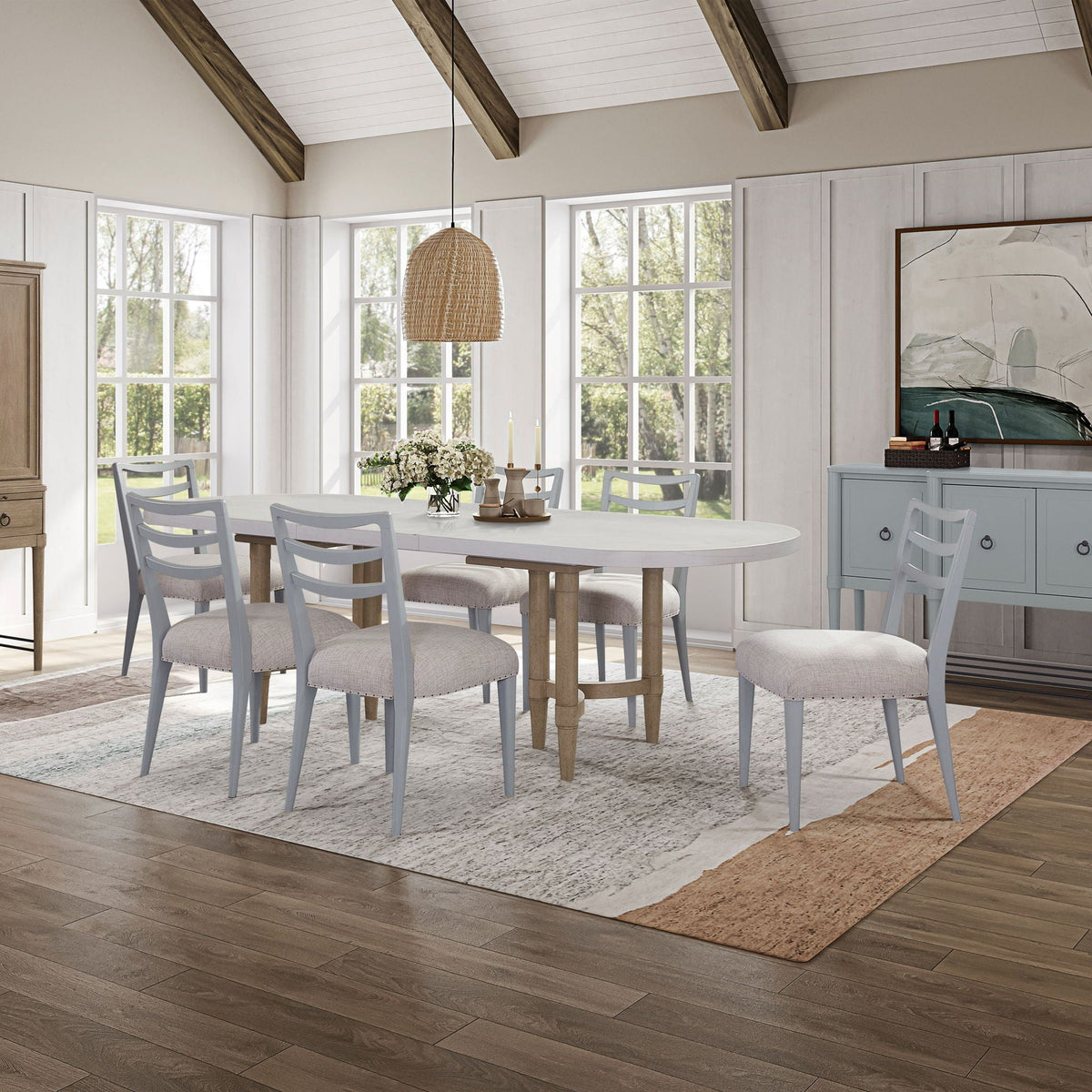 Double Pedestal Dining Table with Expandable Leaf - Sand, photo 4 of 5