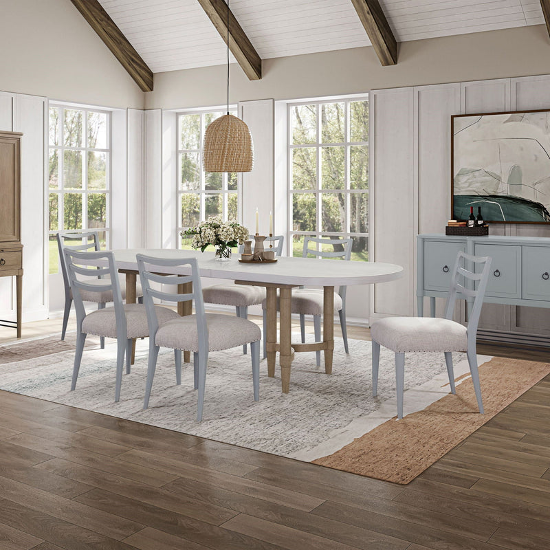 Double Pedestal Dining Table with Expandable Leaf - Sand, photo 4 of 5