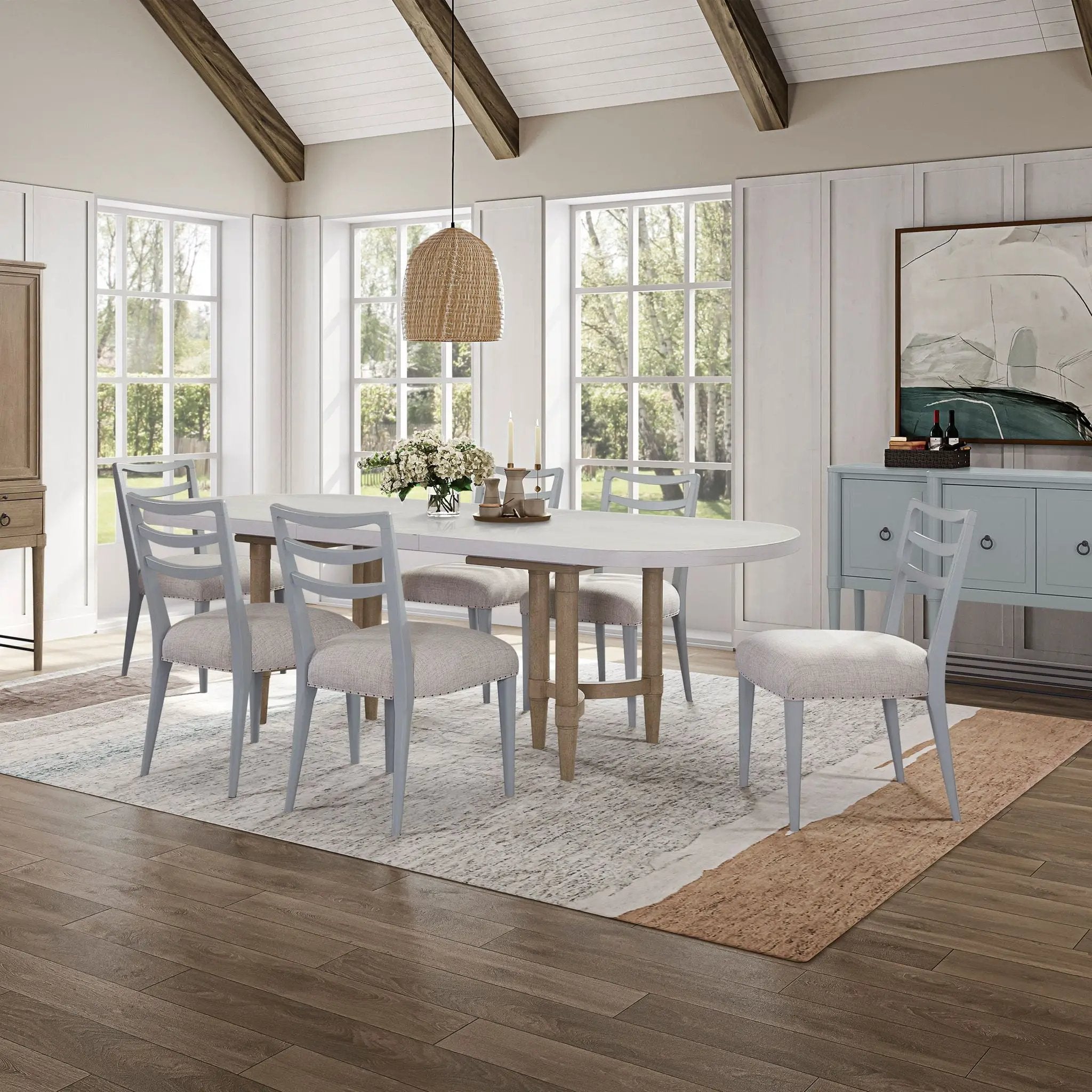 Triad - Double Pedestal Dining Table With Leaf - Sand