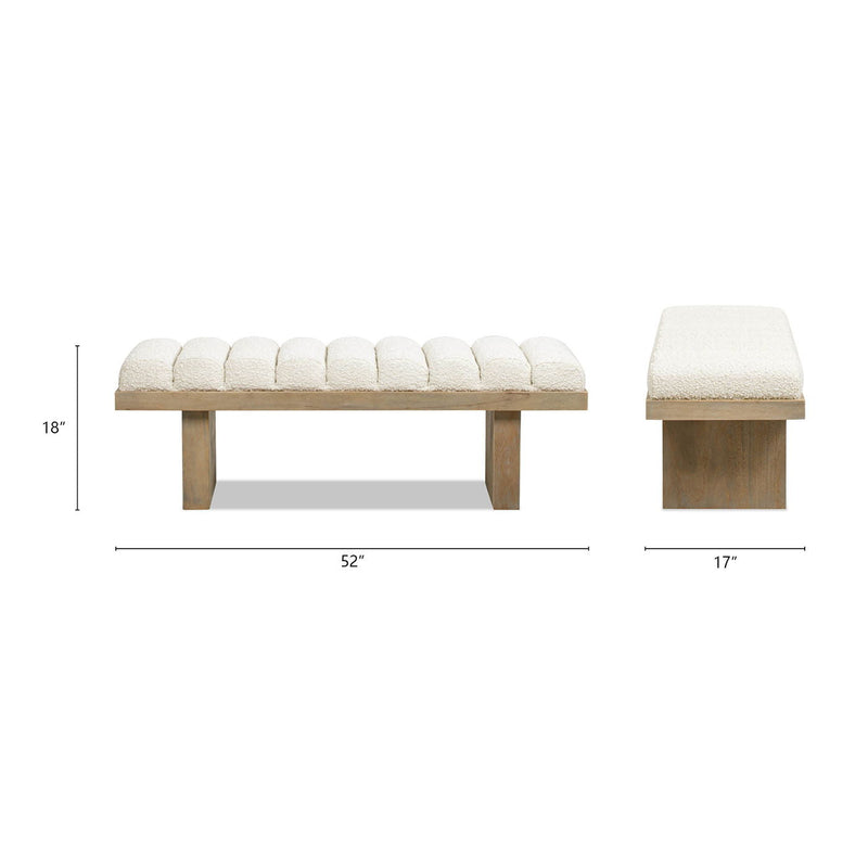 Bella - Upholstered Modern Accent Bench - Ivory White by HouseOfZazla
